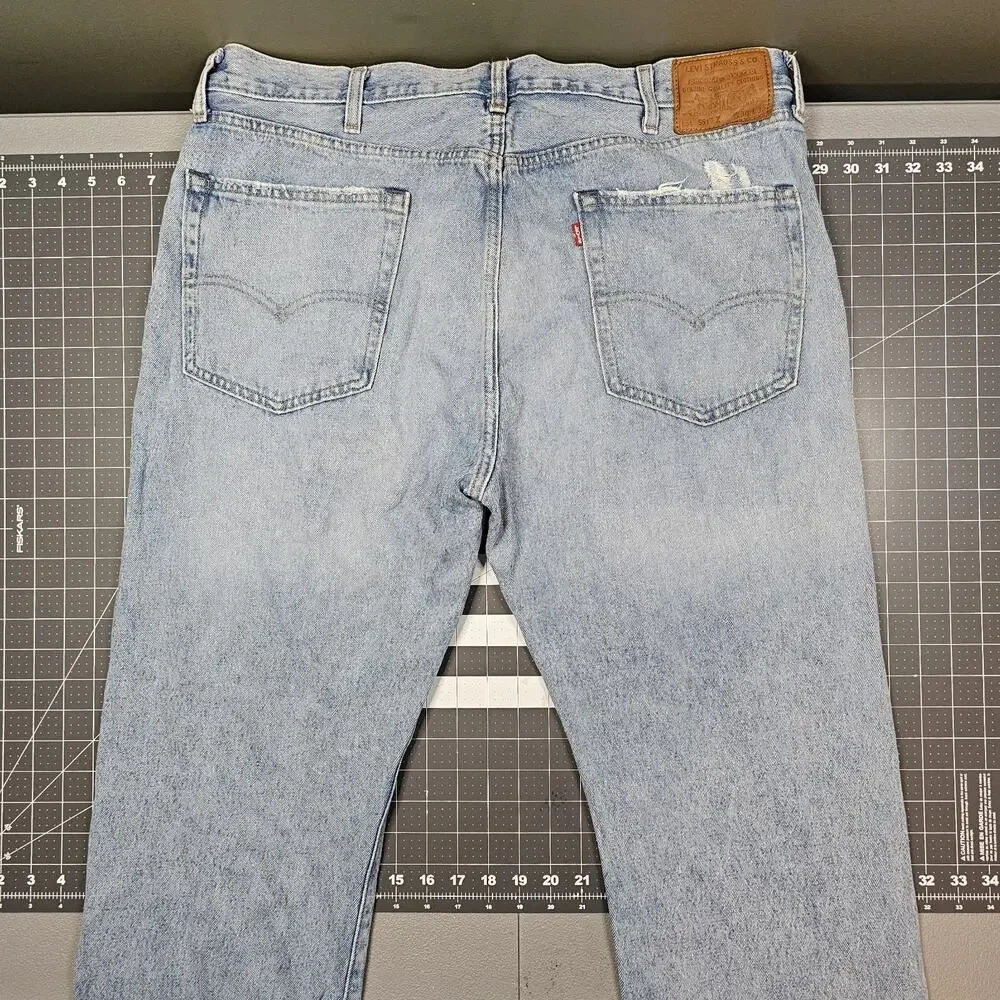 Levis Premium 551Z Jeans 38x32 Blue Hemp 90s Loose Baggy Straight Y2K Streetwear